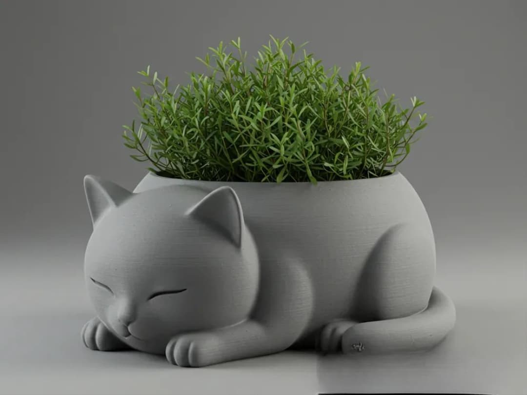 Slapende kat plantenpot